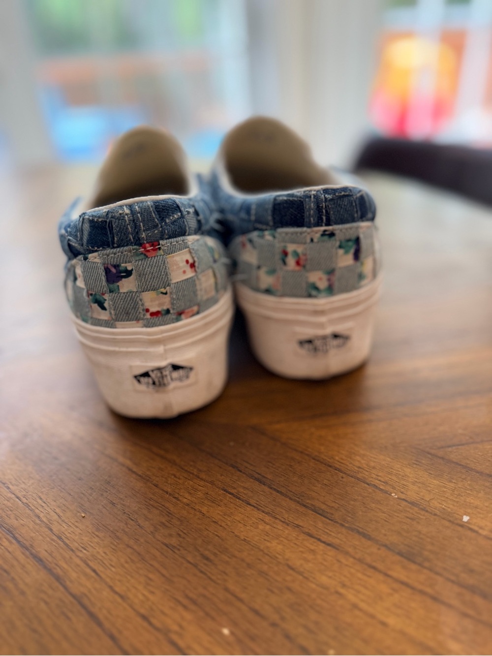 Vans Classic Slip On Stackform Woven Denim Floral 9 Quilted Fabric Sneakers - Picture 5 of 6